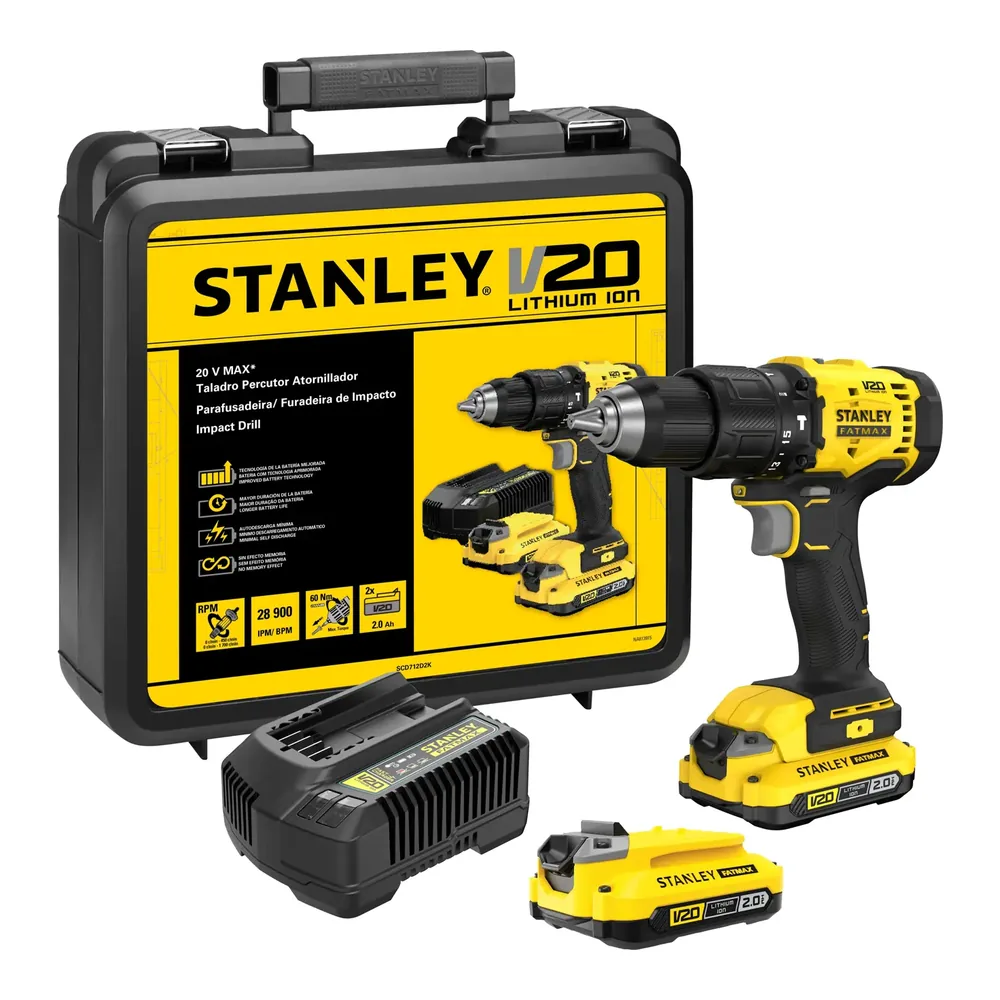 Taladro percutor 20 V 13 mm con 2 baterías Stanley – foto 1