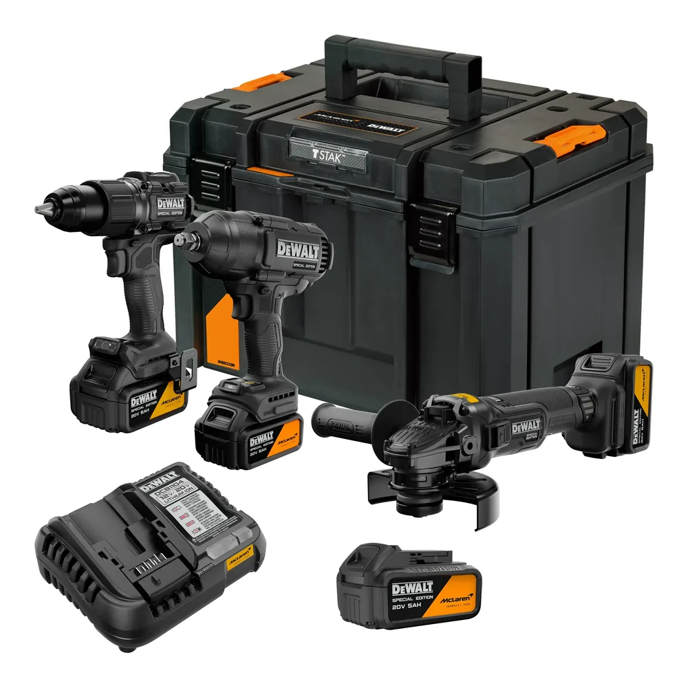 Kit combo 20V XR McLaren taladro + llave de impacto + amoladora con 2 baterías DeWalt – foto 1
